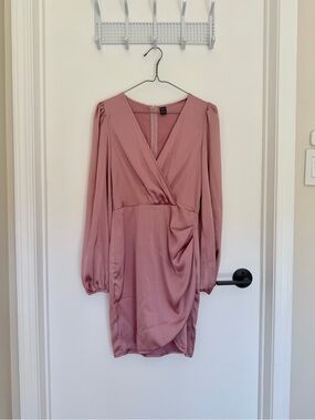 SHEIN Dusty Rose Wrap-Front Mini Dress